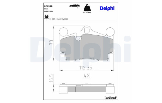 Kit de plaquettes de frein, frein à disque LP1998 Delphi, Image 3