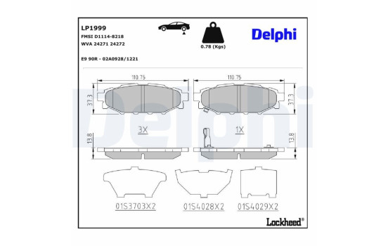 Kit de plaquettes de frein, frein à disque LP1999 Delphi, Image 3