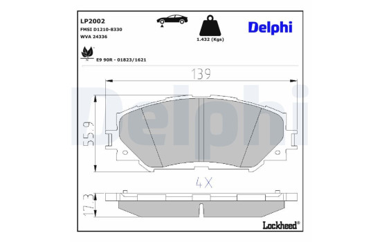 Kit de plaquettes de frein, frein à disque LP2002 Delphi, Image 3