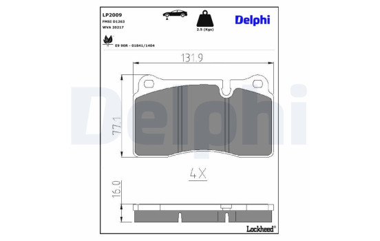 Kit de plaquettes de frein, frein à disque LP2009 Delphi, Image 3
