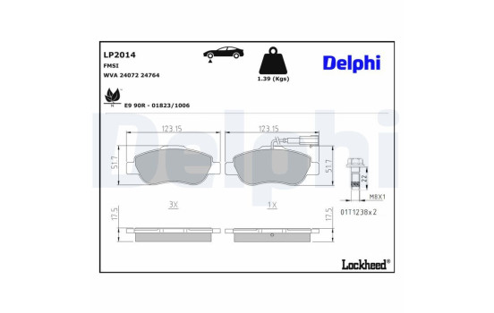 Kit de plaquettes de frein, frein à disque LP2014 Delphi, Image 3
