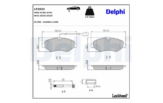 Kit de plaquettes de frein, frein à disque LP2043 Delphi, Image 4
