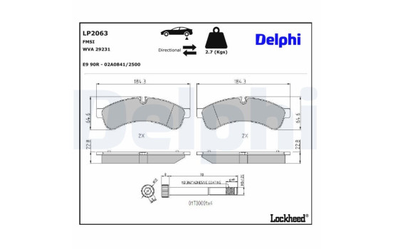 Kit de plaquettes de frein, frein à disque LP2063 Delphi, Image 3
