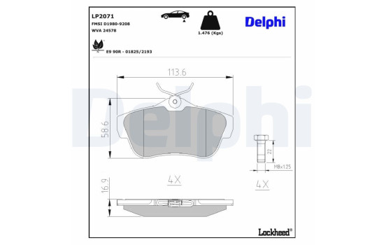 Kit de plaquettes de frein, frein à disque LP2071 Delphi, Image 3