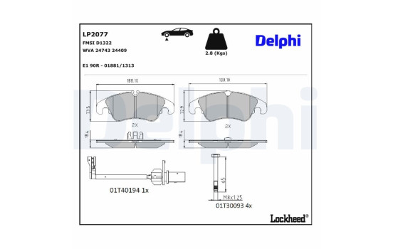 Kit de plaquettes de frein, frein à disque LP2077 Delphi, Image 4