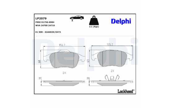 Kit de plaquettes de frein, frein à disque LP2079 Delphi, Image 4