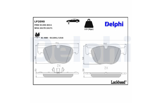 Kit de plaquettes de frein, frein à disque LP2090 Delphi, Image 3