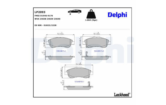 Kit de plaquettes de frein, frein à disque LP2093 Delphi, Image 3
