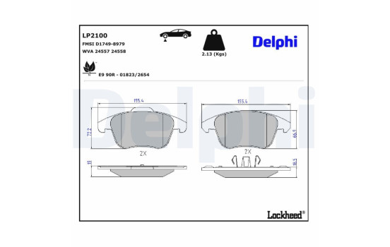 Kit de plaquettes de frein, frein à disque LP2100 Delphi, Image 3