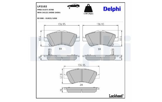 Kit de plaquettes de frein, frein à disque LP2102 Delphi, Image 3