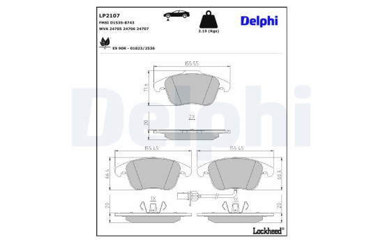 Kit de plaquettes de frein, frein à disque LP2107 Delphi, Image 4