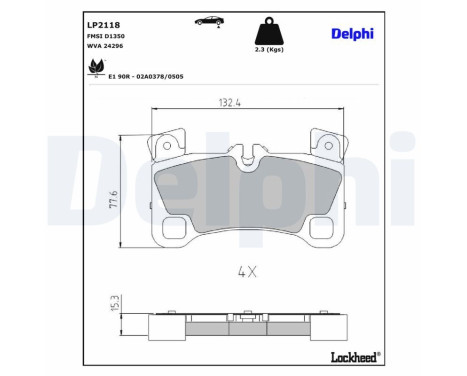 Kit de plaquettes de frein, frein à disque LP2118 Delphi
