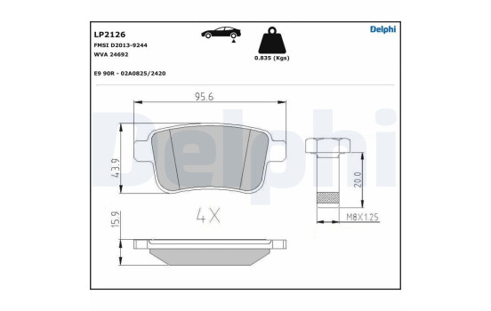 Kit de plaquettes de frein, frein à disque LP2126 Delphi, Image 5