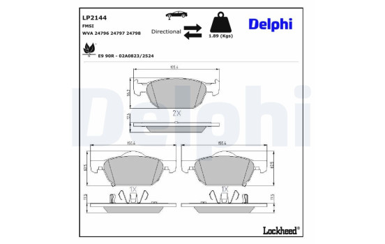 Kit de plaquettes de frein, frein à disque LP2144 Delphi, Image 3