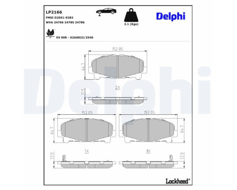 Kit de plaquettes de frein, frein à disque LP2166 Delphi