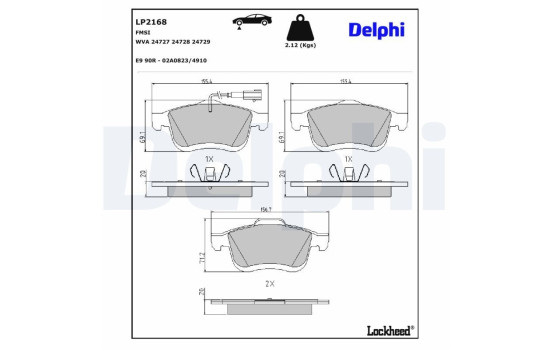 Kit de plaquettes de frein, frein à disque LP2168 Delphi, Image 4