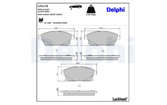 Kit de plaquettes de frein, frein à disque LP2170 Delphi, Image 4