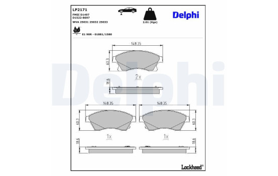 Kit de plaquettes de frein, frein à disque LP2171 Delphi, Image 4