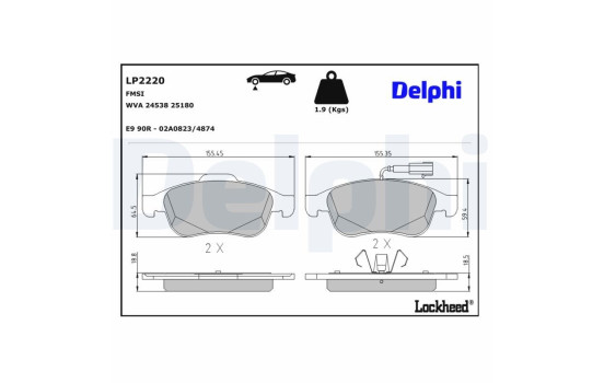 Kit de plaquettes de frein, frein à disque LP2220 Delphi, Image 4
