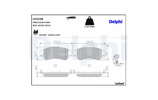 Kit de plaquettes de frein, frein à disque LP2228 Delphi, Image 3