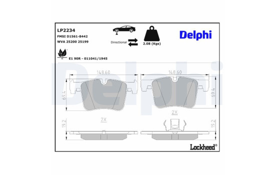 Kit de plaquettes de frein, frein à disque LP2234 Delphi, Image 3