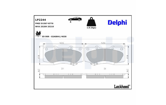 Kit de plaquettes de frein, frein à disque LP2244 Delphi, Image 3