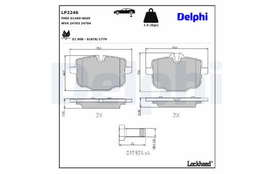 Kit de plaquettes de frein, frein à disque LP2246 Delphi, Image 3