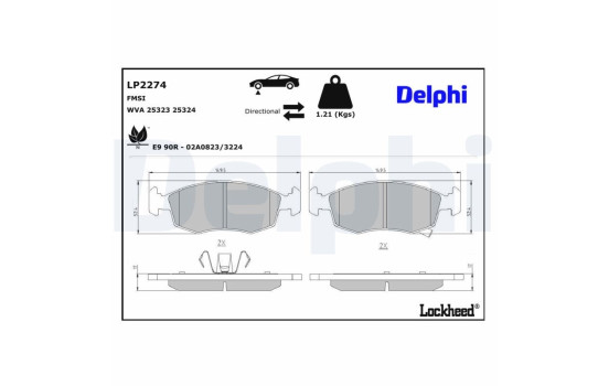 Kit de plaquettes de frein, frein à disque LP2274 Delphi, Image 3
