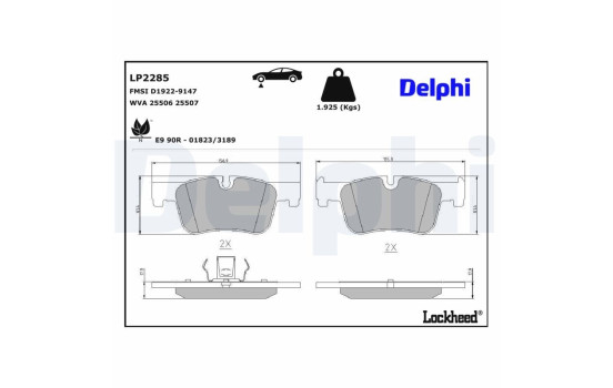 Kit de plaquettes de frein, frein à disque LP2285 Delphi, Image 3