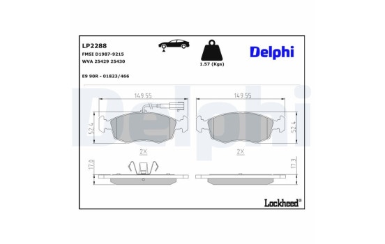 Kit de plaquettes de frein, frein à disque LP2288 Delphi, Image 4