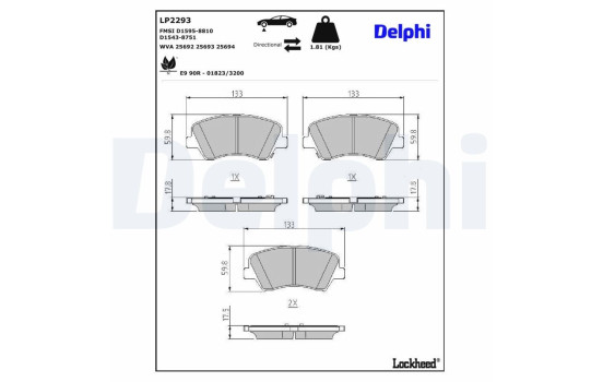 Kit de plaquettes de frein, frein à disque LP2293 Delphi, Image 3