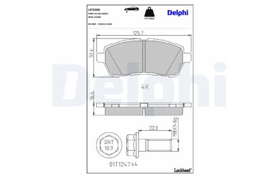 Kit de plaquettes de frein, frein à disque LP2306 Delphi, Image 4
