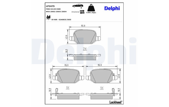 Kit de plaquettes de frein, frein à disque LP2475 Delphi, Image 3