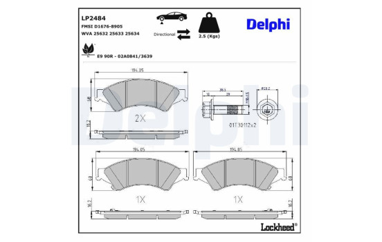 Kit de plaquettes de frein, frein à disque LP2484 Delphi, Image 3