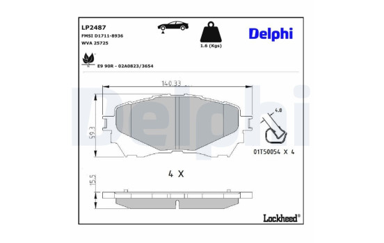 Kit de plaquettes de frein, frein à disque LP2487 Delphi, Image 3