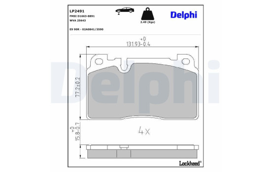 Kit de plaquettes de frein, frein à disque LP2491 Delphi, Image 3