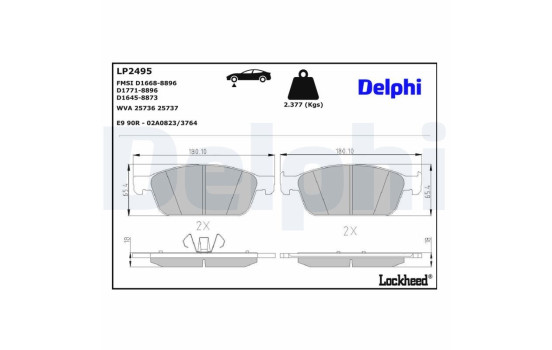 Kit de plaquettes de frein, frein à disque LP2495 Delphi, Image 3