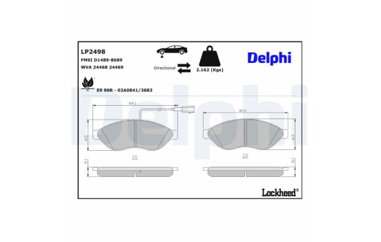 Kit de plaquettes de frein, frein à disque LP2498 Delphi, Image 5