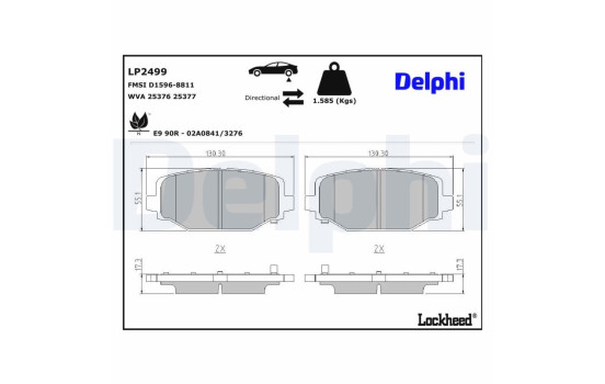 Kit de plaquettes de frein, frein à disque LP2499 Delphi, Image 3