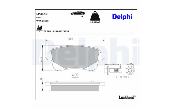 Kit de plaquettes de frein, frein à disque LP3140 Delphi, Image 3