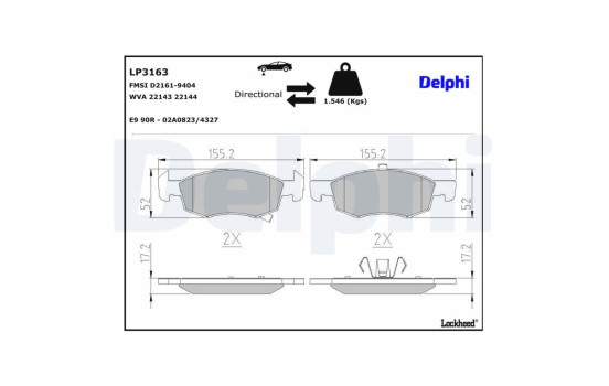 Kit de plaquettes de frein, frein à disque LP3163 Delphi, Image 3