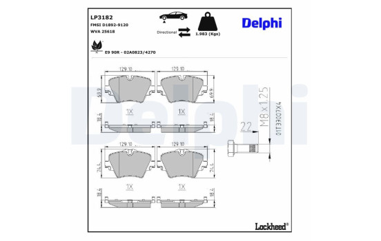 Kit de plaquettes de frein, frein à disque LP3182 Delphi, Image 3