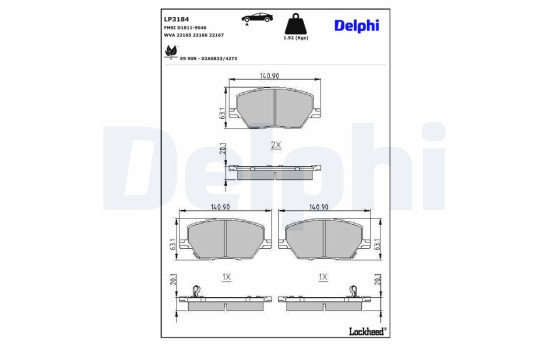 Kit de plaquettes de frein, frein à disque LP3184 Delphi, Image 3