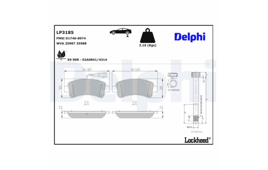 Kit de plaquettes de frein, frein à disque LP3185 Delphi, Image 4