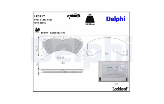 Kit de plaquettes de frein, frein à disque LP3217 Delphi, Image 3