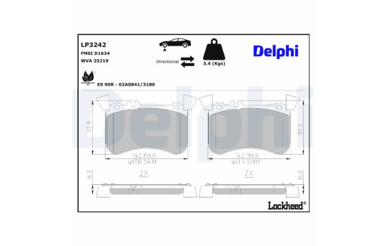 Kit de plaquettes de frein, frein à disque LP3242 Delphi, Image 3