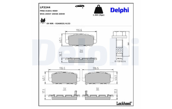 Kit de plaquettes de frein, frein à disque LP3244 Delphi, Image 3