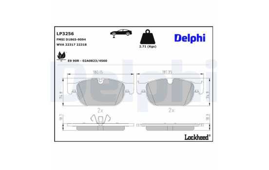 Kit de plaquettes de frein, frein à disque LP3256 Delphi, Image 3