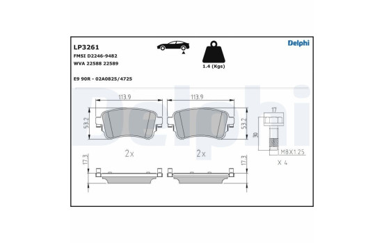 Kit de plaquettes de frein, frein à disque LP3261 Delphi, Image 4
