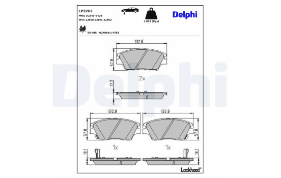Kit de plaquettes de frein, frein à disque LP3263 Delphi, Image 3